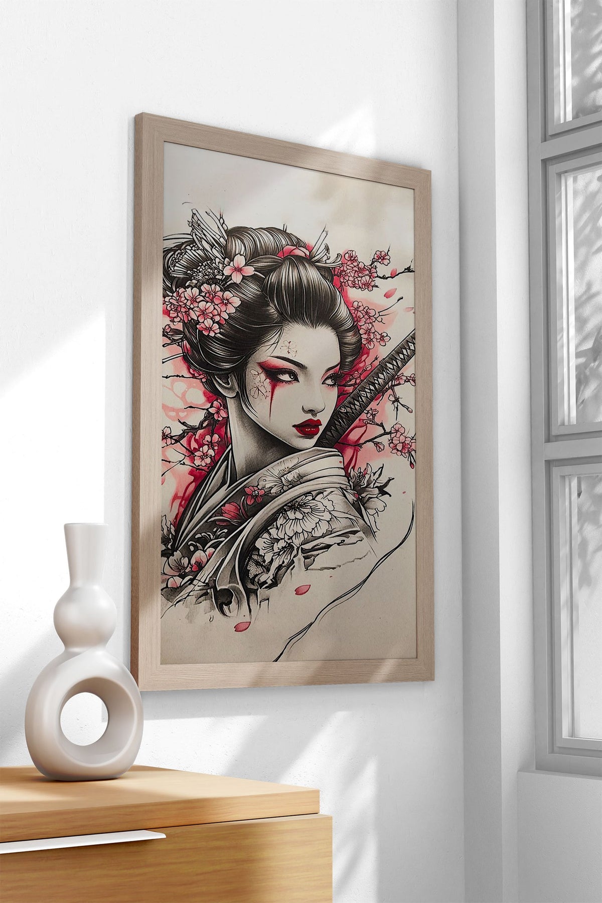 Geisha with Katana Asian Style Poster | Wall Art for Home & Office | High-Quality Print - High-Quality Visual Display