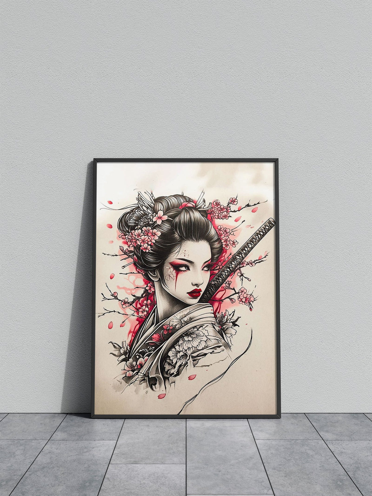 Geisha with Katana Asian Style Poster | Wall Art for Home & Office | High-Quality Print - High-Quality Visual Display