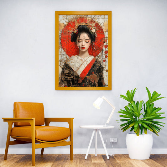 Geisha with Kintsugi Gold Lines Asian Style Poster | Wall Art for Home & Office | High-Quality Print - High-Quality Visual Display