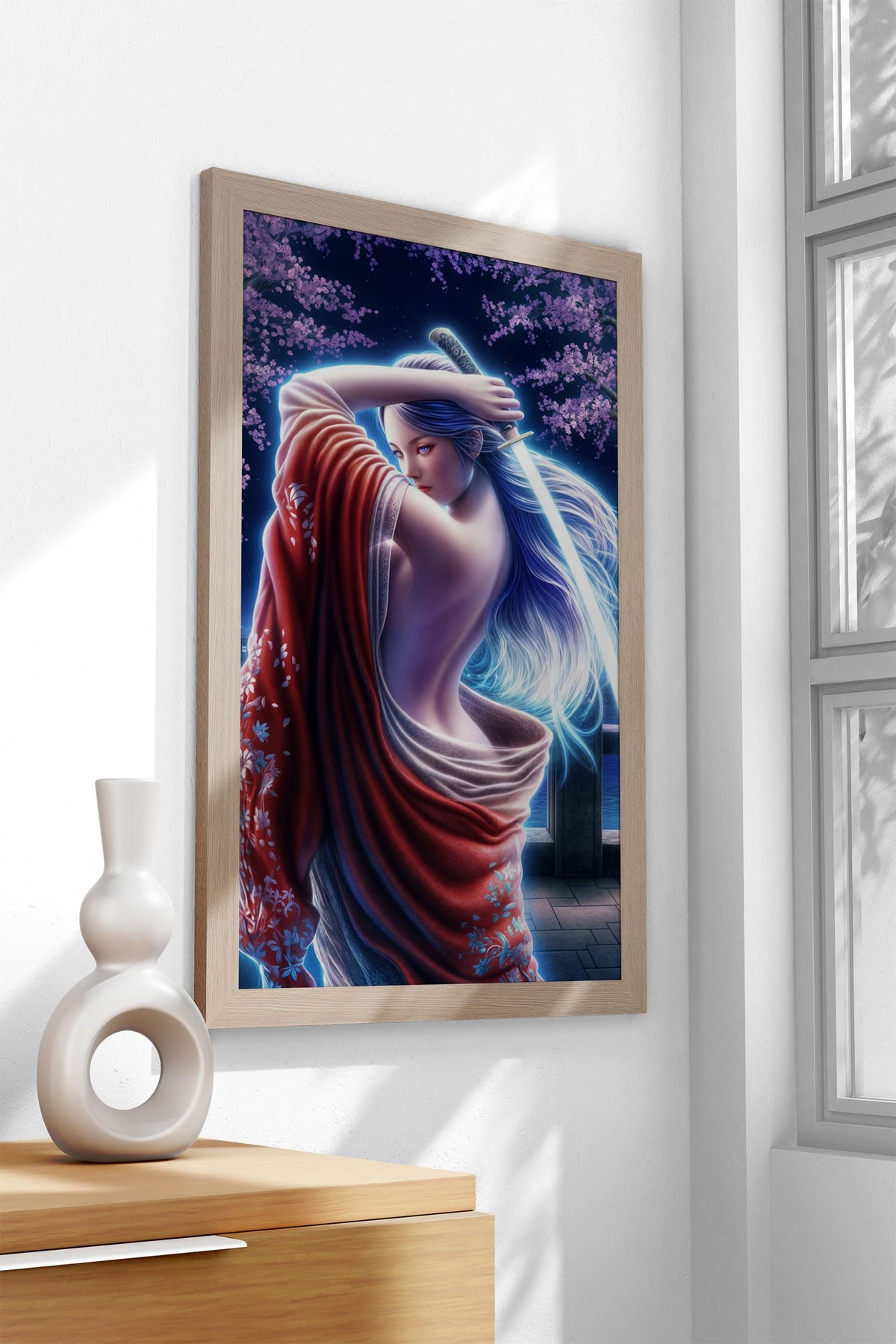 Geisha with Sword Asian Style Poster | Wall Art for Home & Office | High-Quality Print - High-Quality Visual Display