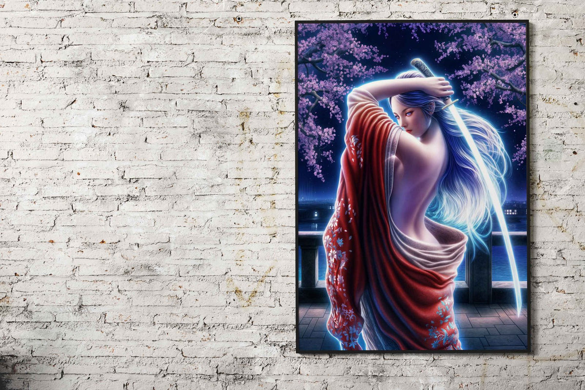 Geisha with Sword Asian Style Poster | Wall Art for Home & Office | High-Quality Print - High-Quality Visual Display