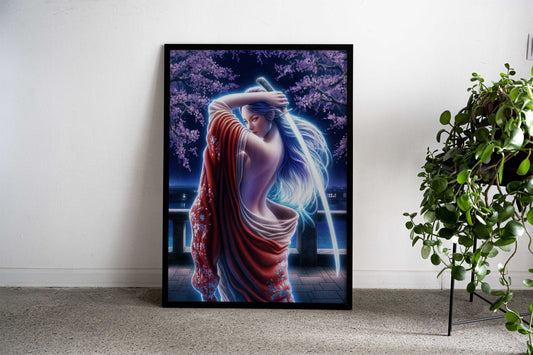 Geisha with Sword Asian Style Poster | Wall Art for Home & Office | High-Quality Print - High-Quality Visual Display