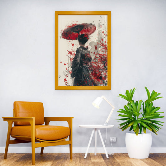 Geisha with Umbrella Asian Style Poster | Wall Art for Home & Office | High-Quality Print - High-Quality Visual Display