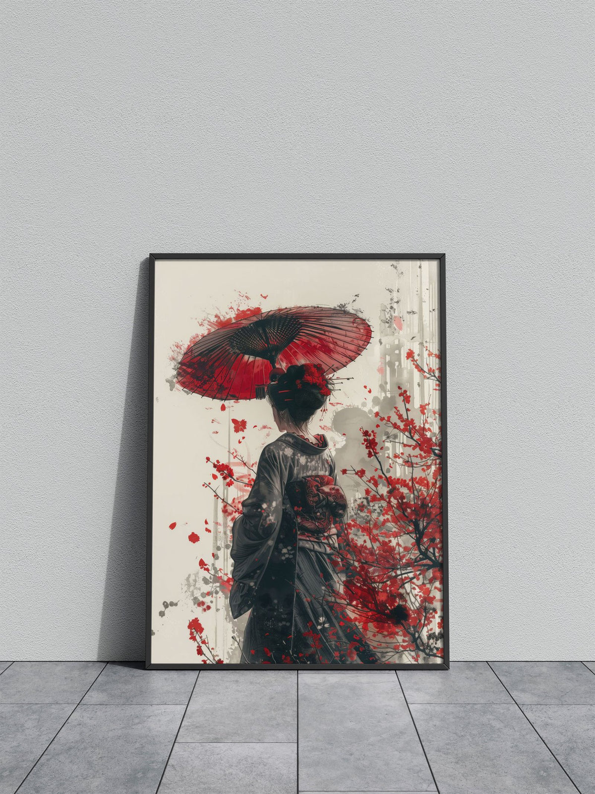 Geisha with Umbrella Asian Style Poster | Wall Art for Home & Office | High-Quality Print - High-Quality Visual Display
