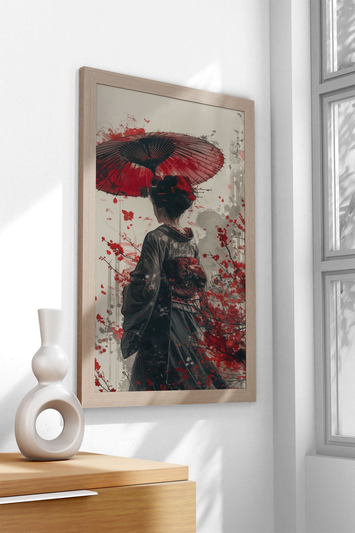 Geisha with Umbrella Asian Style Poster | Wall Art for Home & Office | High-Quality Print - High-Quality Visual Display