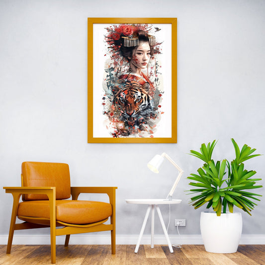 Geisha with a tiger Asian Style Poster | Wall Art for Home & Office | High-Quality Print - High-Quality Visual Display