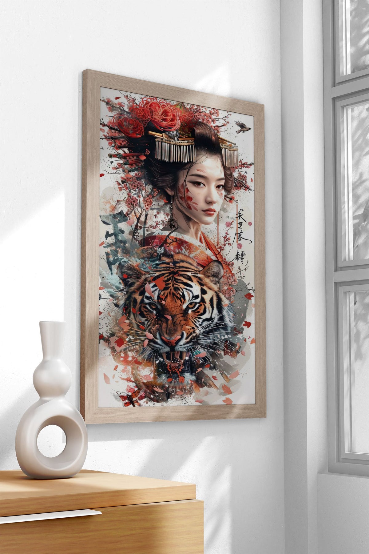 Geisha with a tiger Asian Style Poster | Wall Art for Home & Office | High-Quality Print - High-Quality Visual Display