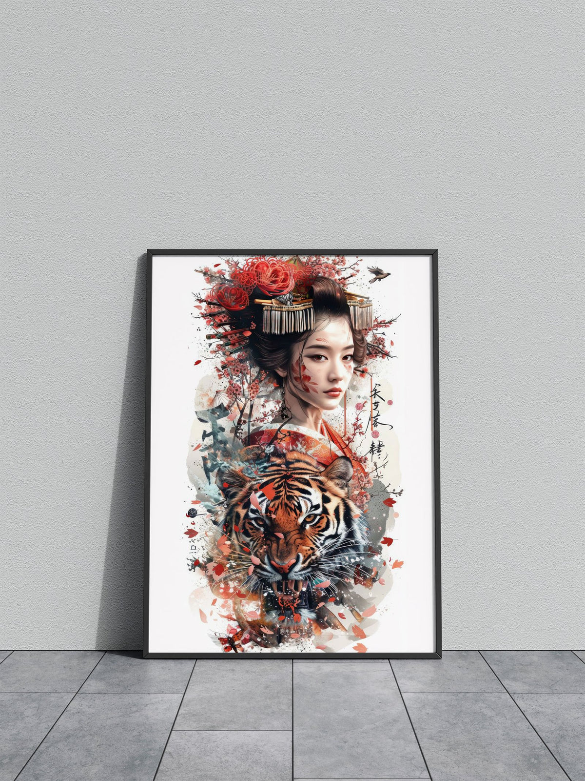Geisha with a tiger Asian Style Poster | Wall Art for Home & Office | High-Quality Print - High-Quality Visual Display