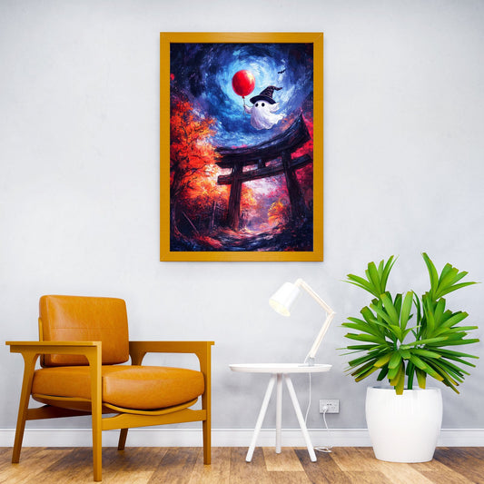 Ghost with Balloon at Torii Gate Asian Style Poster | Wall Art for Home & Office | High-Quality Print - High-Quality Visual Display
