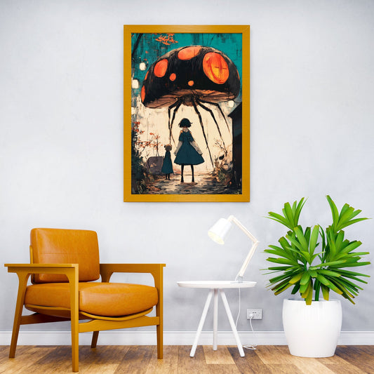 Giant Mushroom & Girls Asian Style Poster | Wall Art for Home & Office | High-Quality Print - High-Quality Visual Display