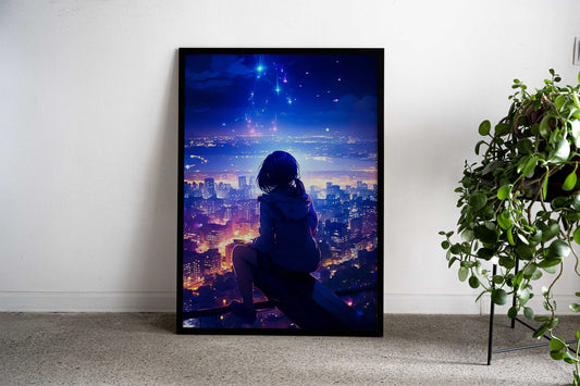 Girl Alone View Cyberpunk Asian Style Poster | Wall Art for Home & Office | High-Quality Print - High-Quality Visual Display