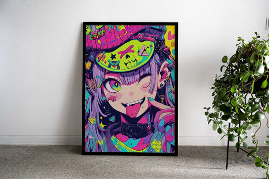 Girl Anime Colorful Theme Asian Style Poster | Wall Art for Home & Office | High-Quality Print - High-Quality Visual Display