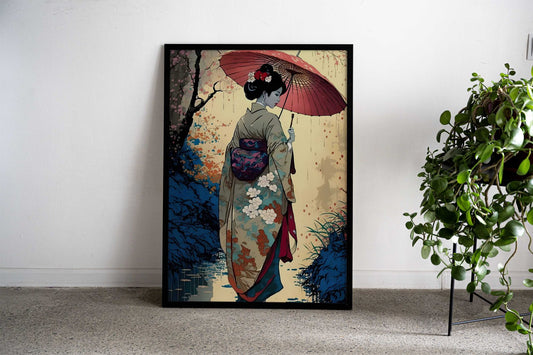 Girl Japanese umbrella Asian Style Poster | Wall Art for Home & Office | High-Quality Print - High-Quality Visual Display