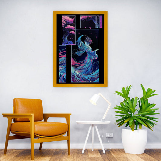 Girl kimono Sakura Tree Asian Style Poster | Wall Art for Home & Office | High-Quality Print - High-Quality Visual Display