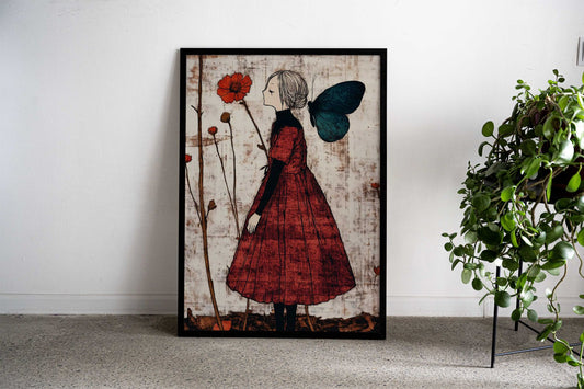 Girl with Butterfly Wings Asian Style Poster | Wall Art for Home & Office | High-Quality Print - High-Quality Visual Display