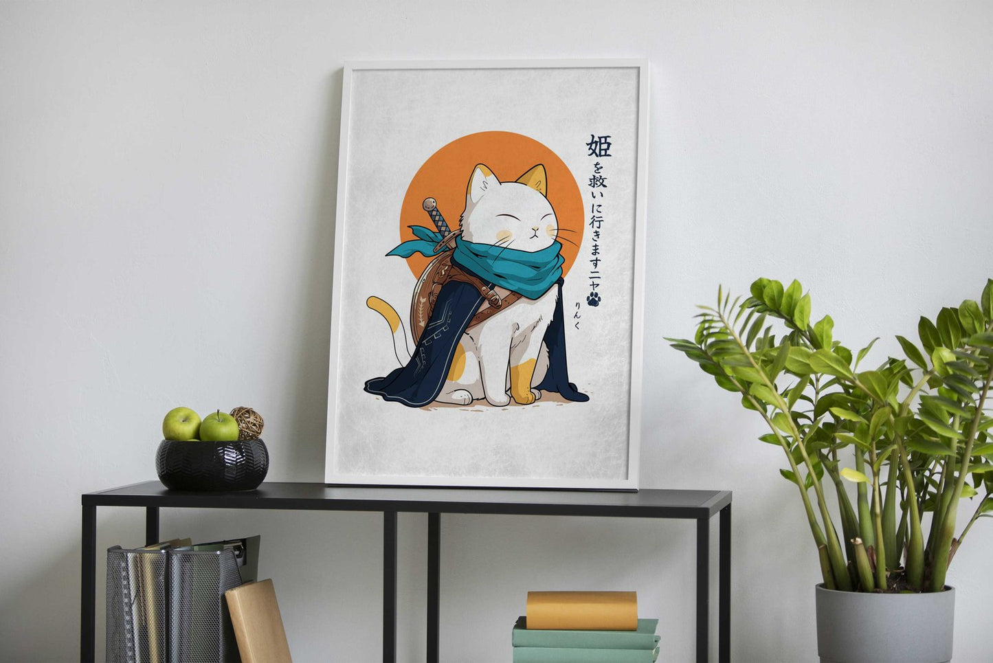Going to save the princess, meow! Asian Style Poster | Wall Art for Home & Office | High-Quality Print