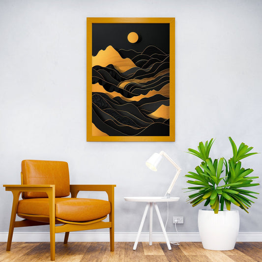 Gold Abstract Asian Style Poster | Wall Art for Home & Office | High-Quality Print - High-Quality Visual Display
