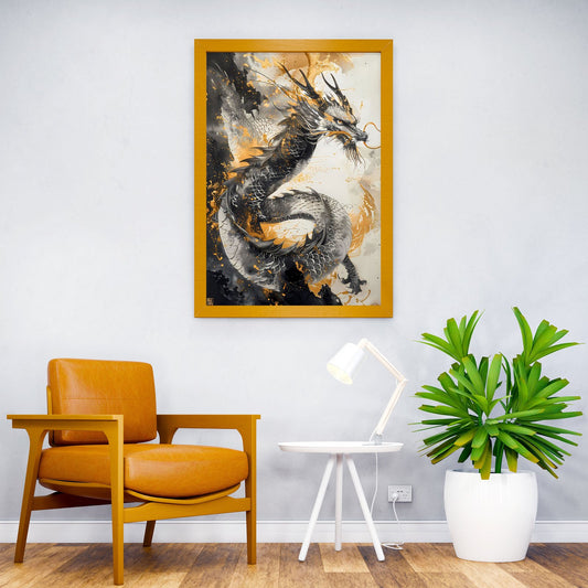 Gold Ancient Asian Dragon Asian Style Poster | Wall Art for Home & Office | High-Quality Print - High-Quality Visual Display