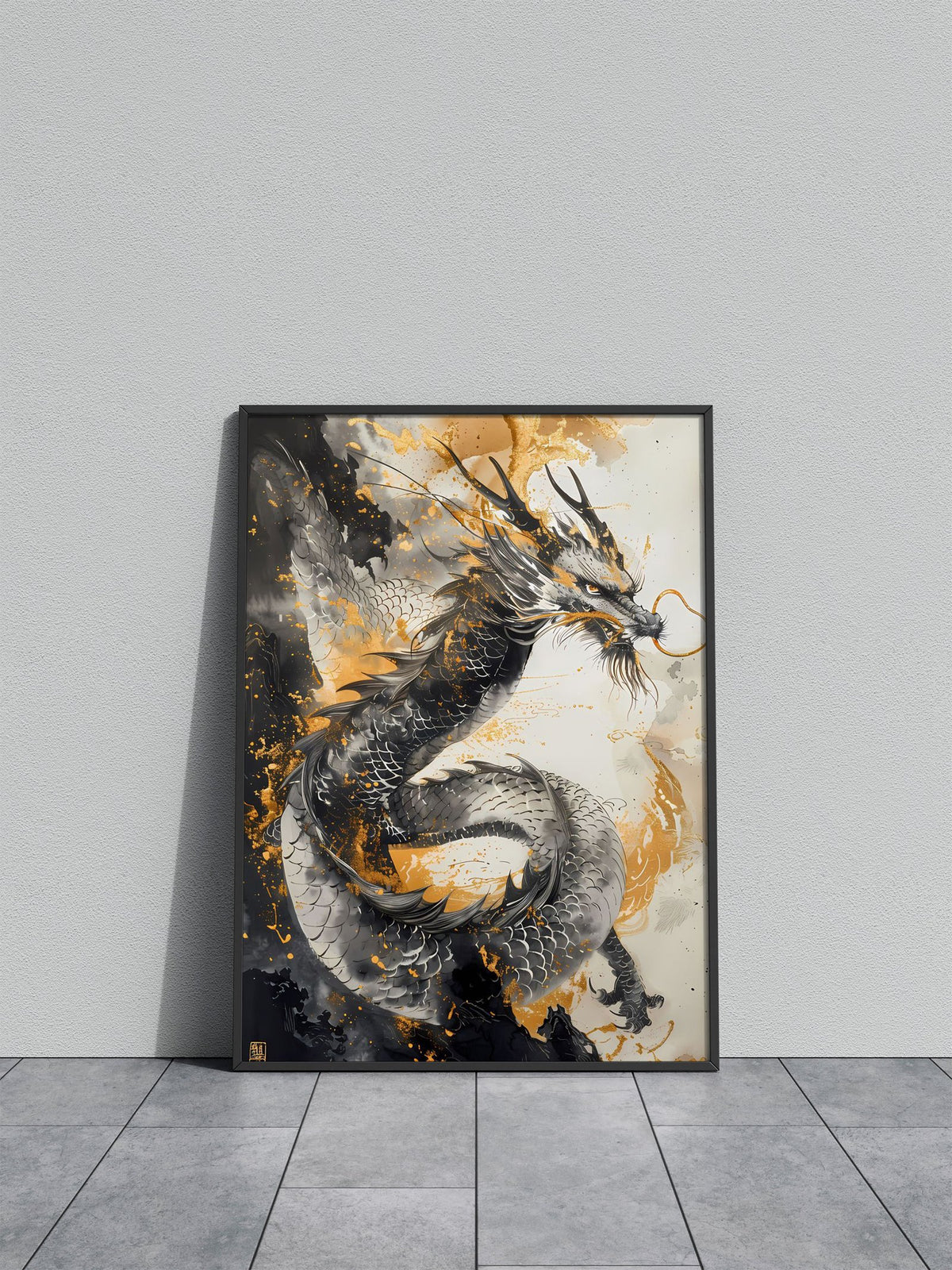 Gold Ancient Asian Dragon Asian Style Poster | Wall Art for Home & Office | High-Quality Print - High-Quality Visual Display