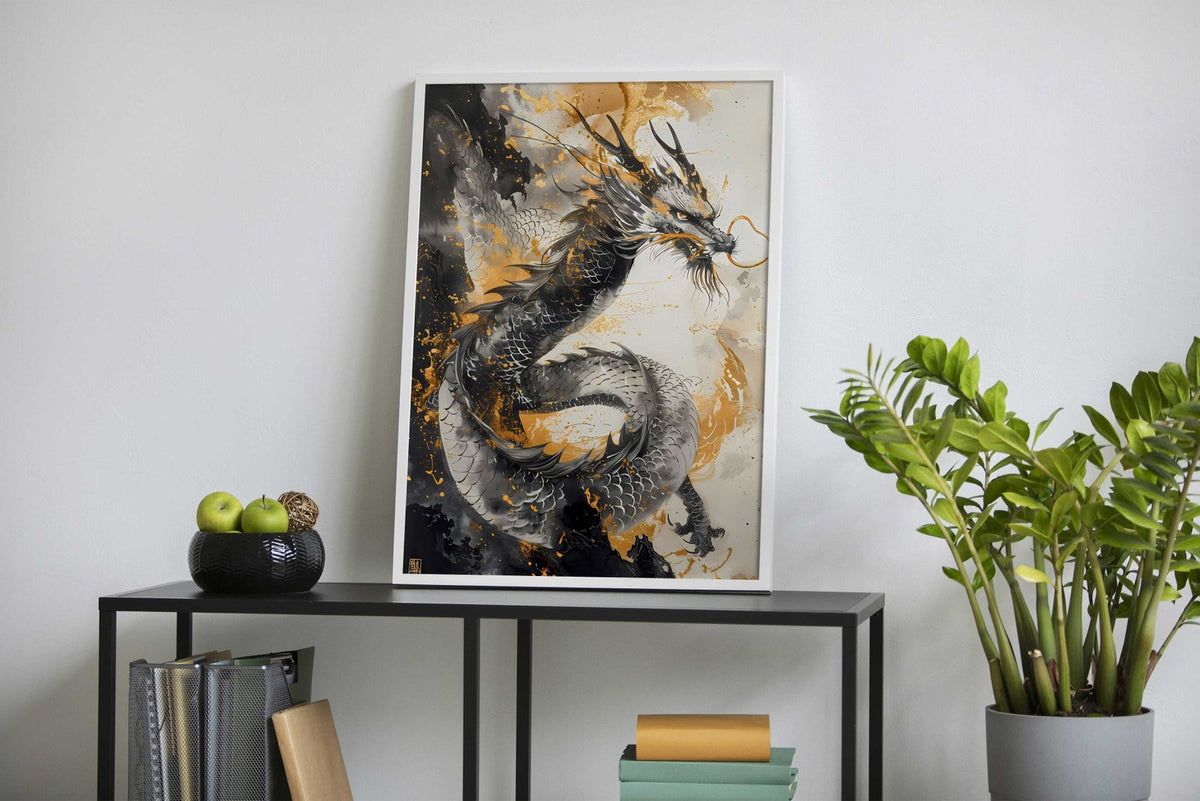 Gold Ancient Asian Dragon Asian Style Poster | Wall Art for Home & Office | High-Quality Print - High-Quality Visual Display