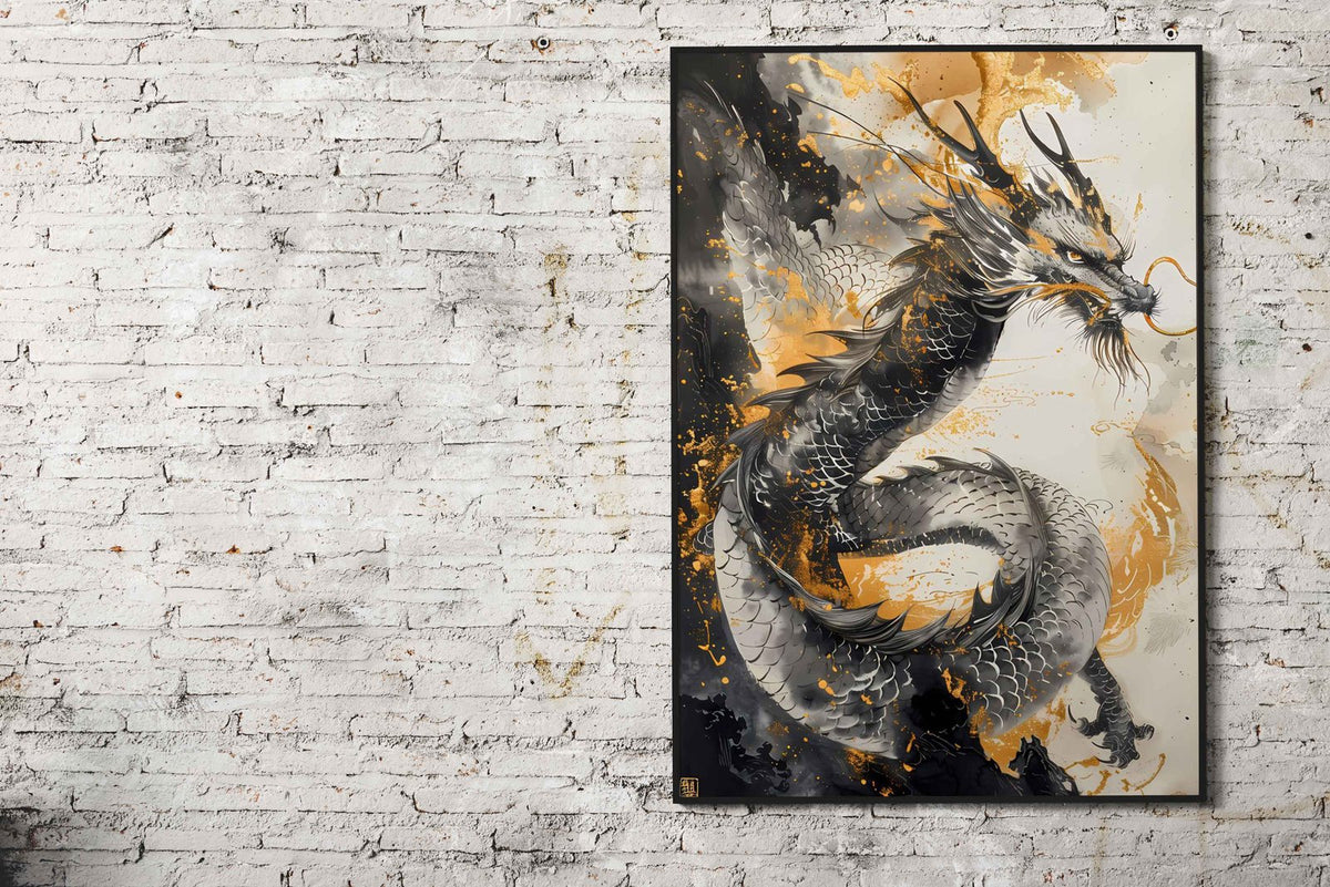 Gold Ancient Asian Dragon Asian Style Poster | Wall Art for Home & Office | High-Quality Print - High-Quality Visual Display