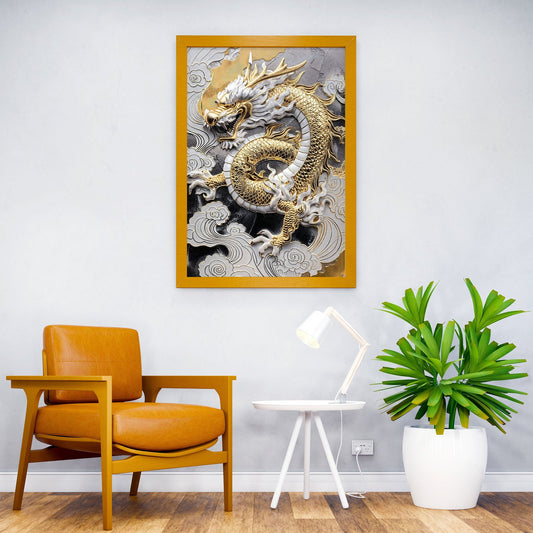 Gold Asian Dragon Majesty Asian Style Poster | Wall Art for Home & Office | High-Quality Print - High-Quality Visual Display