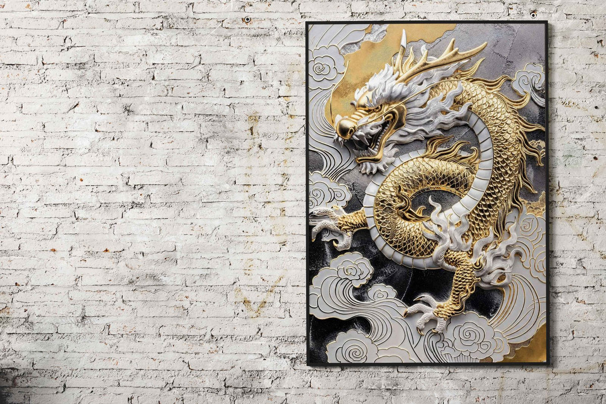 Gold Asian Dragon Majesty Asian Style Poster | Wall Art for Home & Office | High-Quality Print - High-Quality Visual Display