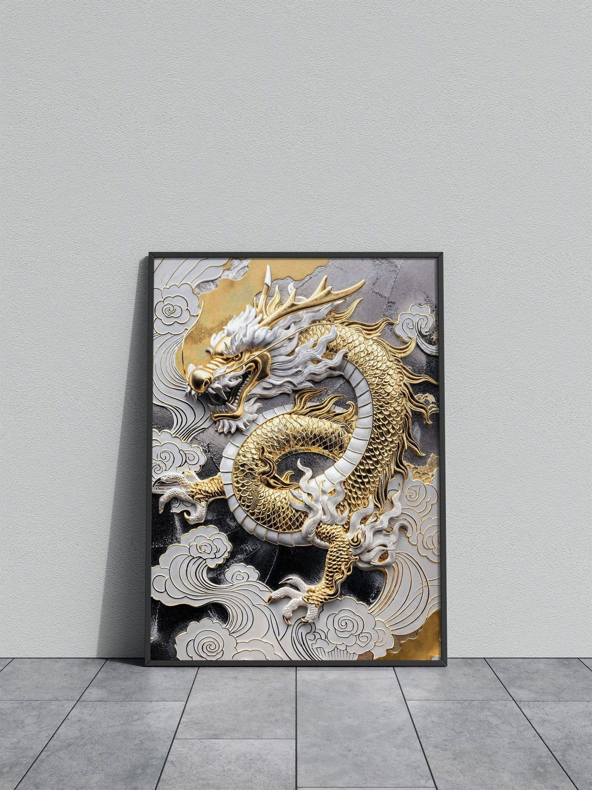 Gold Asian Dragon Majesty Asian Style Poster | Wall Art for Home & Office | High-Quality Print - High-Quality Visual Display