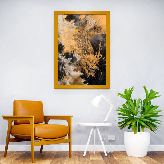 Gold Black Asian Dragon Asian Style Poster | Wall Art for Home & Office | High-Quality Print - High-Quality Visual Display