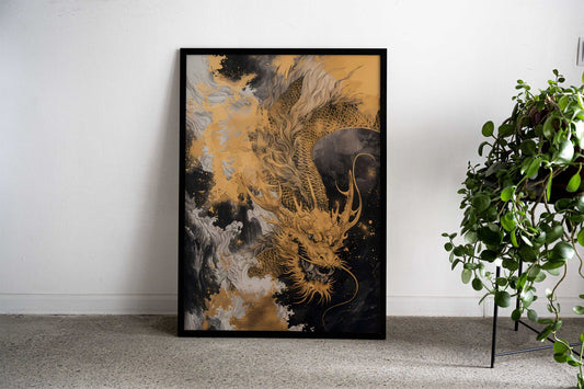 Gold Black Asian Dragon Asian Style Poster | Wall Art for Home & Office | High-Quality Print - High-Quality Visual Display