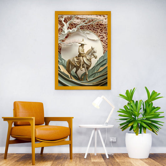 Gold Bonsai Tree x Samurai Asian Style Poster | Wall Art for Home & Office | High-Quality Print - High-Quality Visual Display