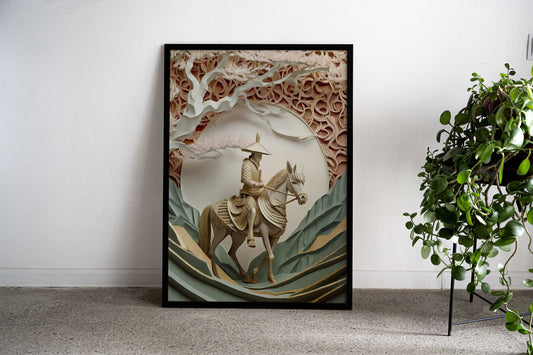 Gold Bonsai Tree x Samurai Asian Style Poster | Wall Art for Home & Office | High-Quality Print - High-Quality Visual Display