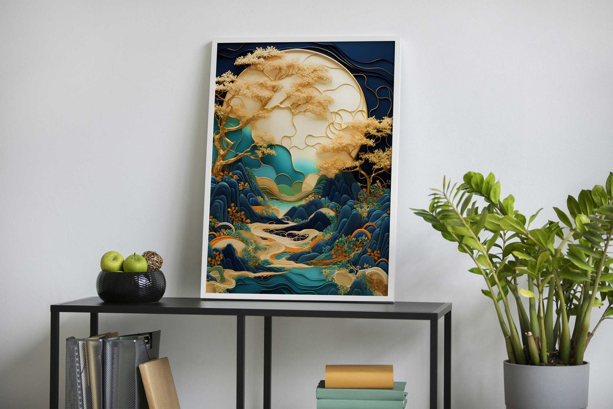 Gold Bonsai tree Kintsugi Asian Style Poster | Wall Art for Home ...