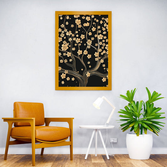 Gold Cherry Blossom Tree Asian Style Poster | Wall Art for Home & Office | High-Quality Print - High-Quality Visual Display