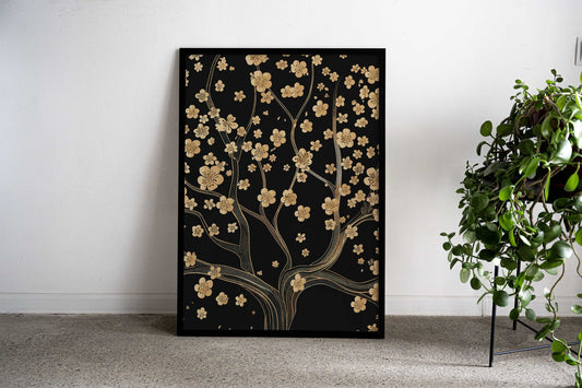 Gold Cherry Blossom Tree Asian Style Poster | Wall Art for Home & Office | High-Quality Print - High-Quality Visual Display