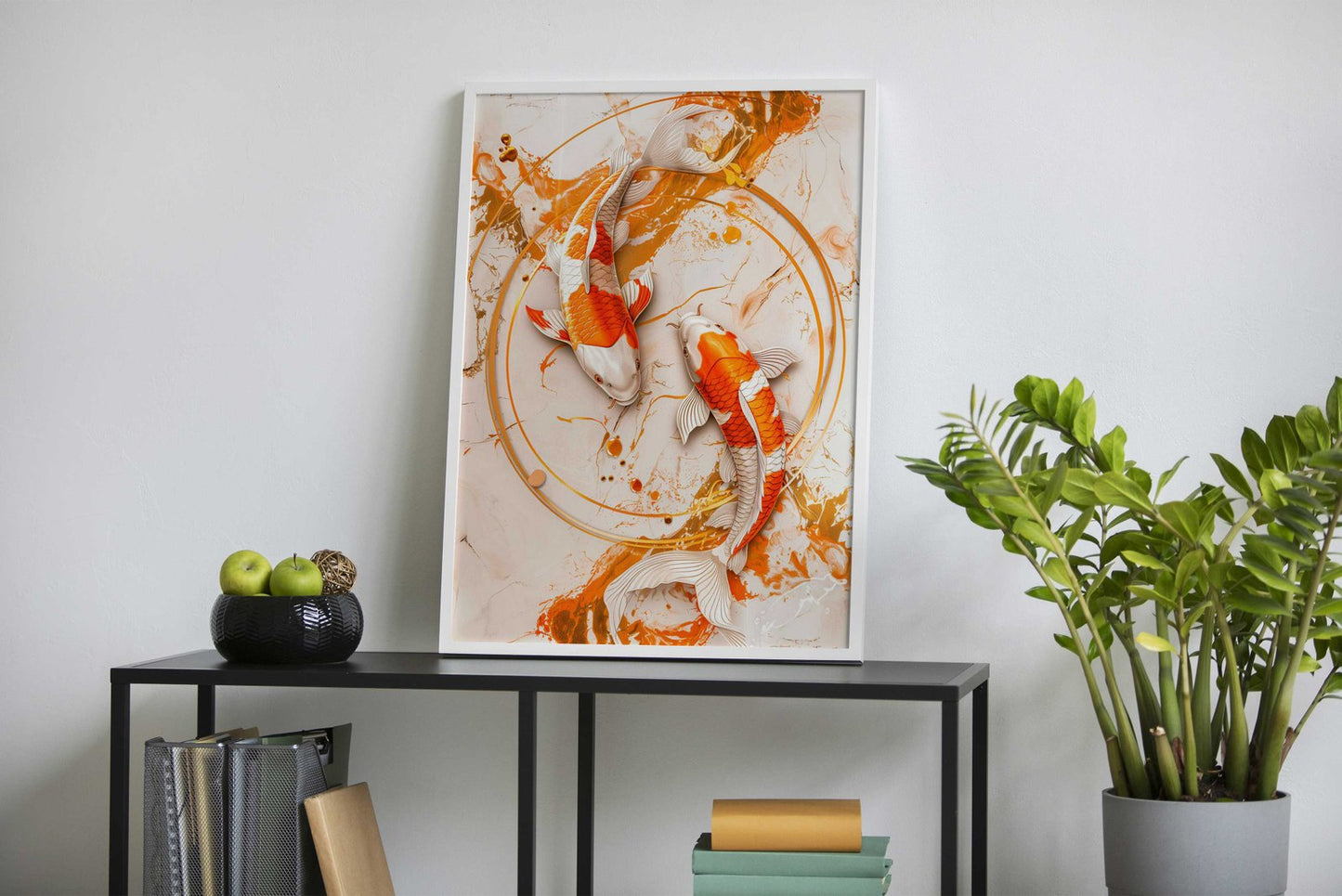 Gold Fish on Marble Asian Style Poster | Wall Art for Home & Office | High-Quality Print