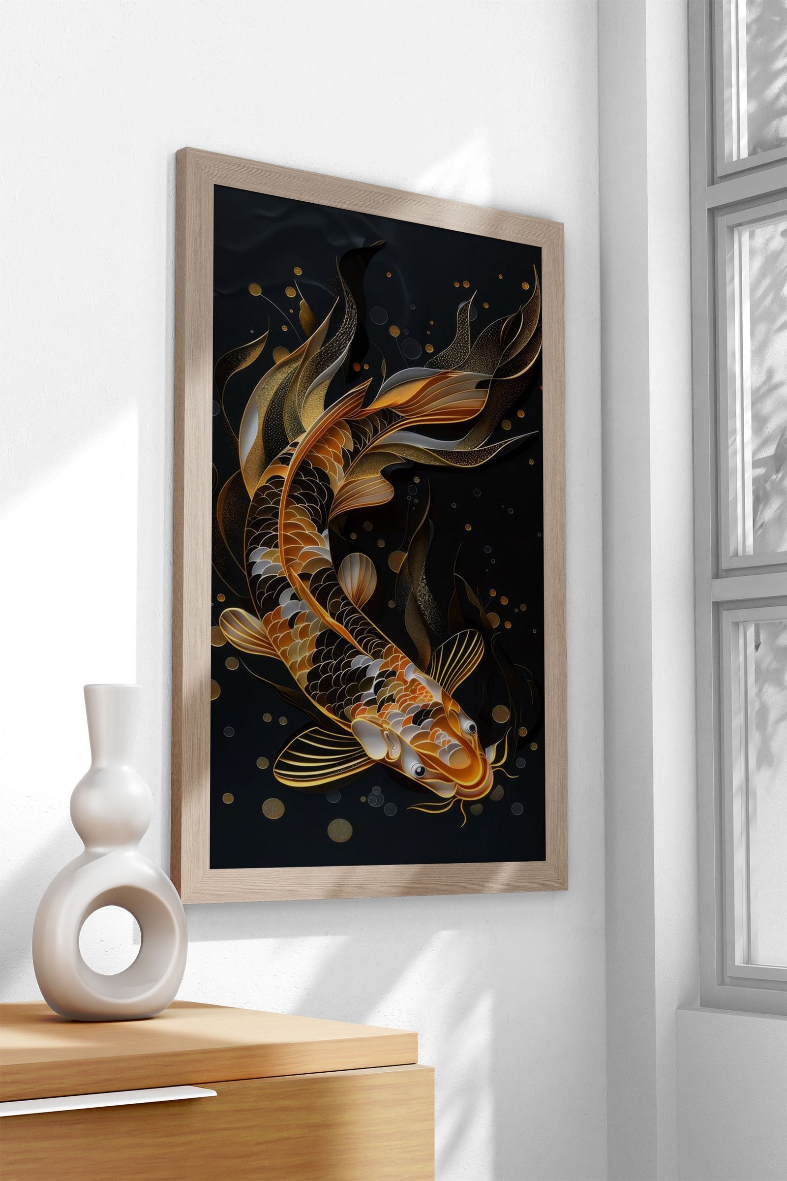 Gold Koi Fish Asian Style Poster | Wall Art for Home & Office | High-Quality Print - High-Quality Visual Display