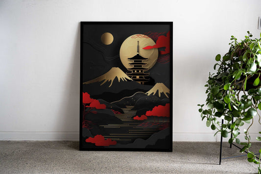 Gold Mountain Dojo Asian Style Poster | Wall Art for Home & Office | High-Quality Print - High-Quality Visual Display