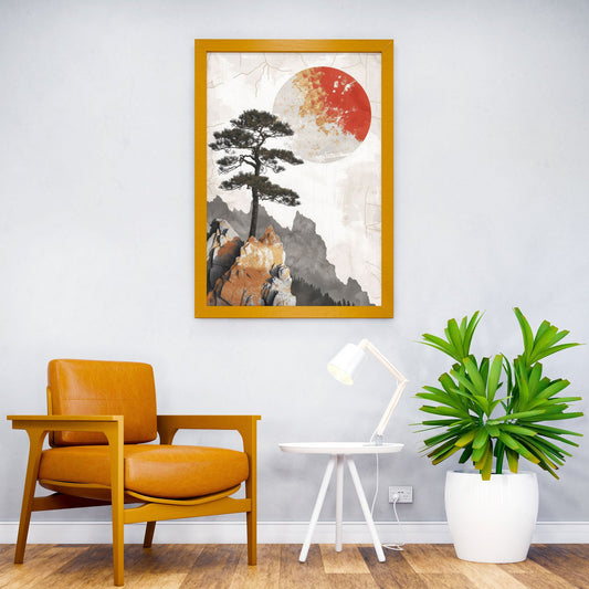 Gold Red Landscape Asian Style Poster | Wall Art for Home & Office | High-Quality Print - High-Quality Visual Display