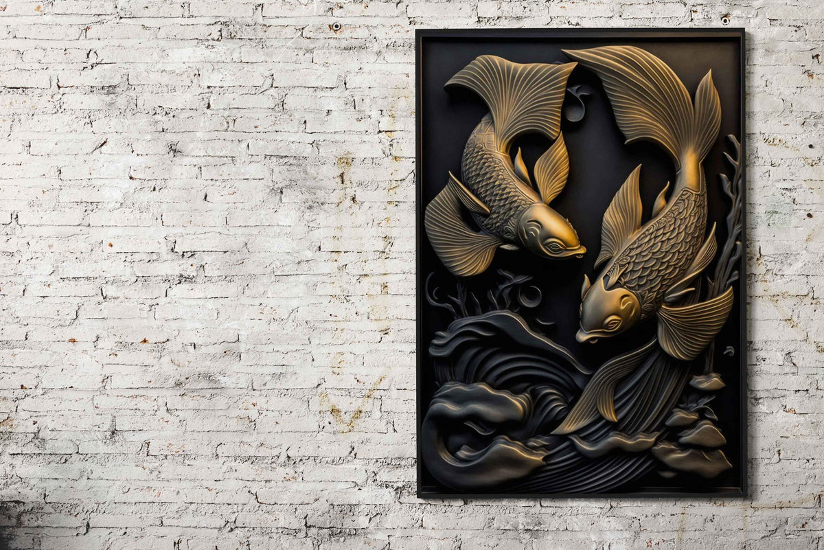 Gold Relief Deco Asian Style Poster | Wall Art for Home & Office | High-Quality Print - High-Quality Visual Display