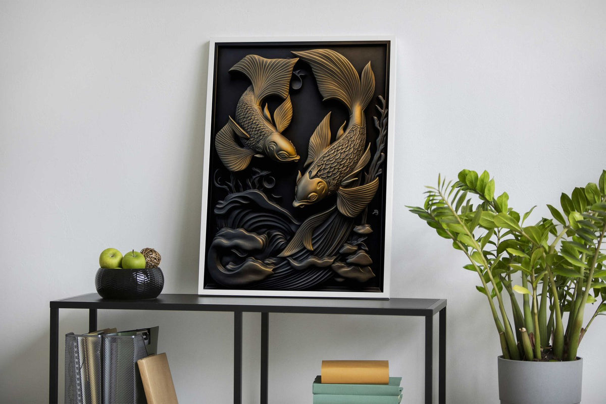 Gold Relief Deco Asian Style Poster | Wall Art for Home & Office | High-Quality Print - High-Quality Visual Display