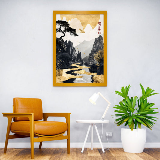 Gold River japan Asian Style Poster | Wall Art for Home & Office | High-Quality Print - High-Quality Visual Display