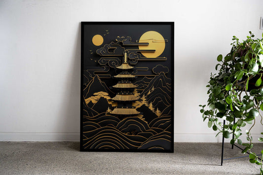 Gold Temple Asian Style Poster | Wall Art for Home & Office | High-Quality Print - High-Quality Visual Display