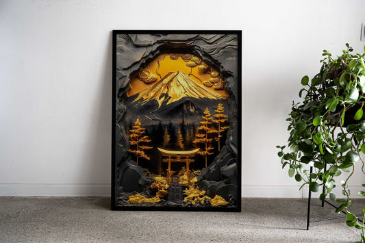 Gold Torii Asian Style Poster | Wall Art for Home & Office | High-Quality Print - High-Quality Visual Display