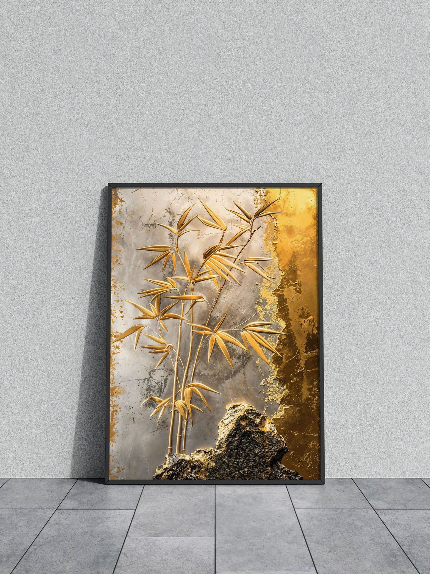 Golden Bamboo Elegance Asian Style Poster | Wall Art for Home & Office | High-Quality Print