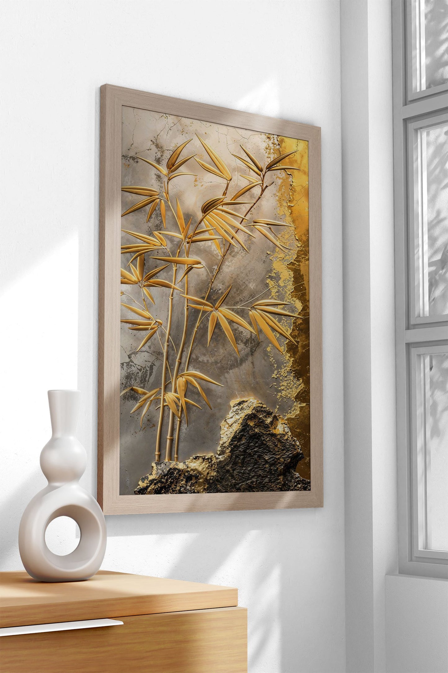 Golden Bamboo Elegance Asian Style Poster | Wall Art for Home & Office | High-Quality Print