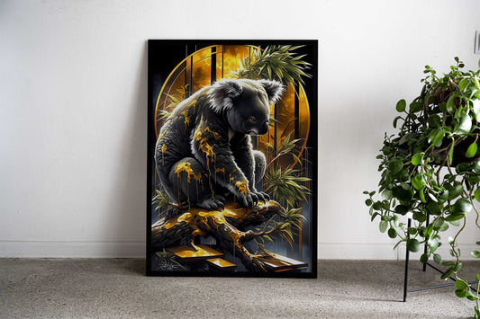 Golden Bonsai Koala Asian Style Poster | Wall Art for Home & Office | High-Quality Print - High-Quality Visual Display