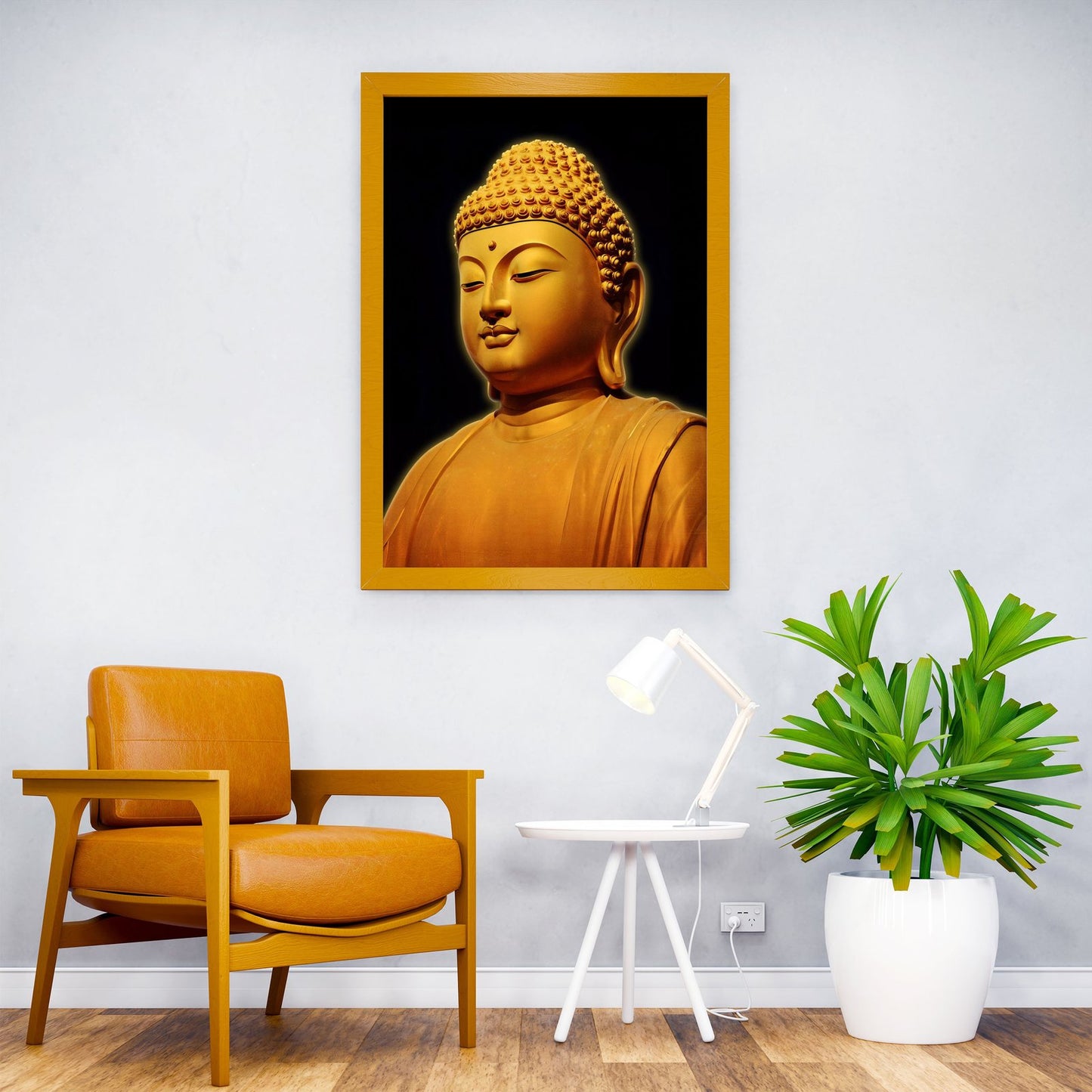 Golden Buddha Portrait Asian Style Poster | Wall Art for Home & Office | High-Quality Print - High-Quality Visual Display