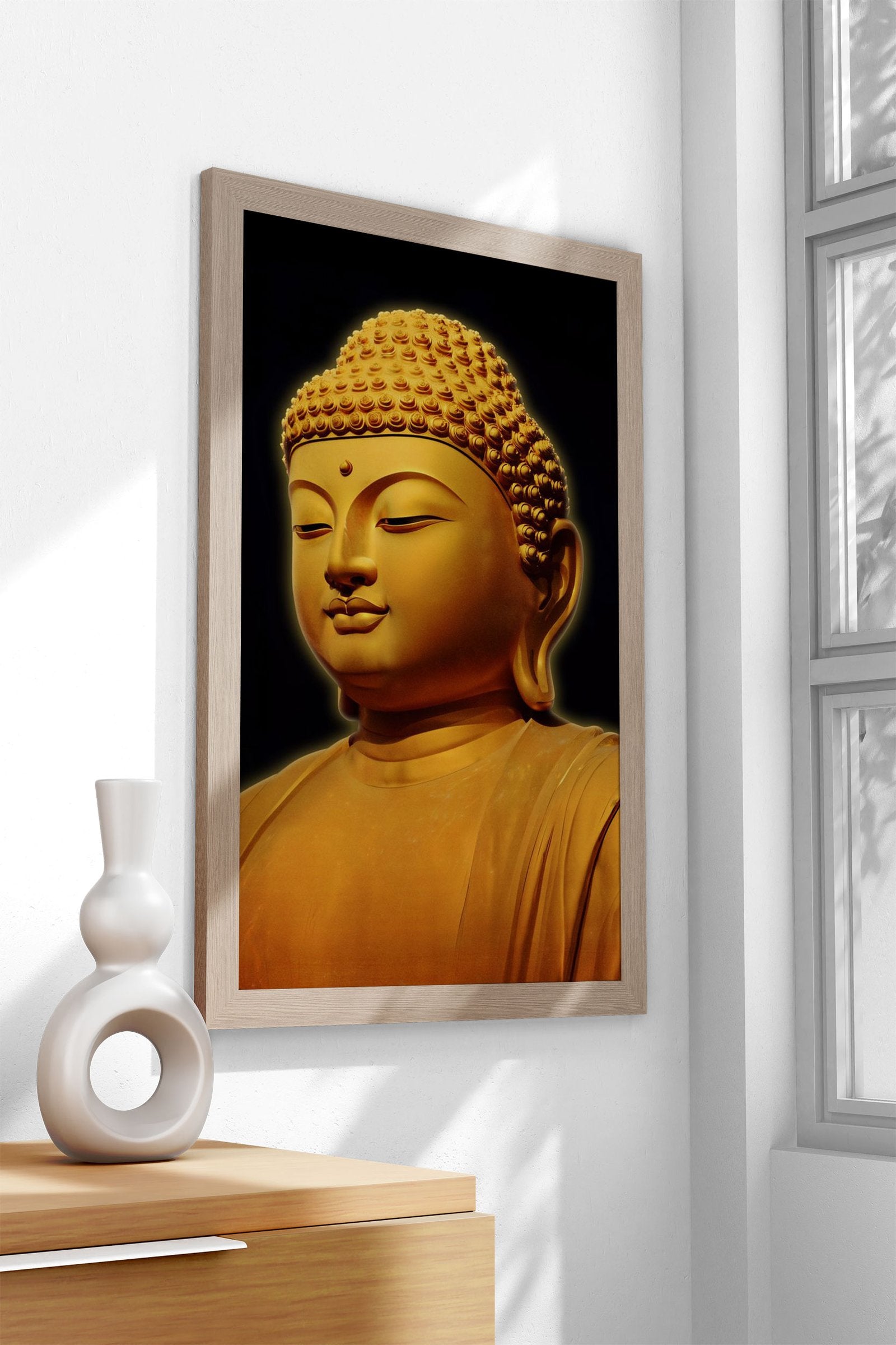 Golden Buddha Portrait Asian Style Poster | Wall Art for Home & Office | High-Quality Print - High-Quality Visual Display