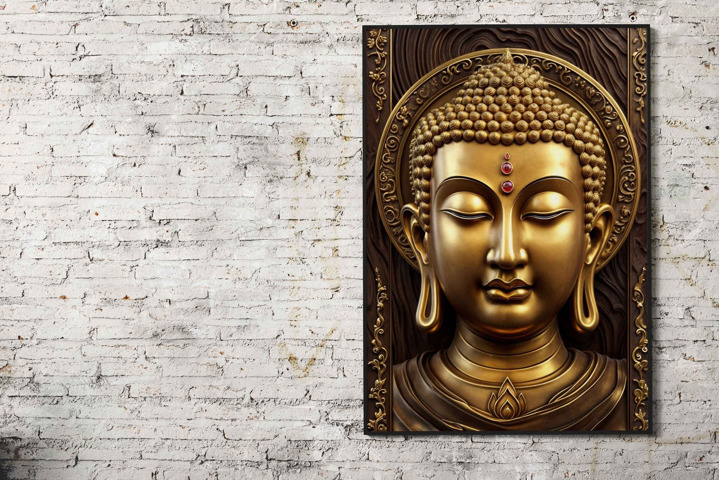 Golden Buddha Sculpture Asian Style Poster | Wall Art for Home & Office | High-Quality Print